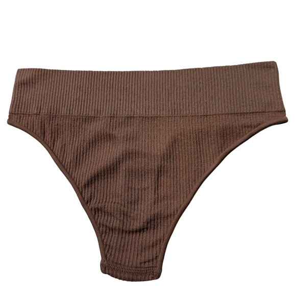 SKIMS Stretch Rib High Neck Bralette + Thong Set NEW Rose Clay XXS/XS - Picture 5 of 11